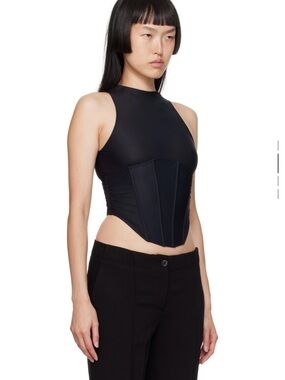 Black Structured Corset-Style Crop Top